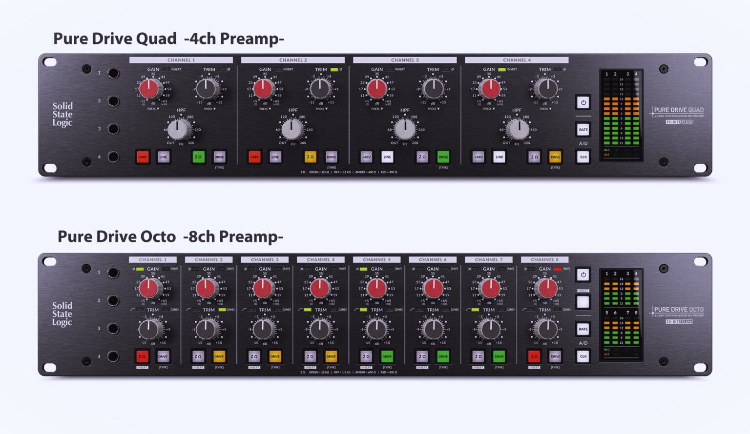 Solid State Logicが4chプリアンプ「Pure Drive Quad」、8chプリアンプ