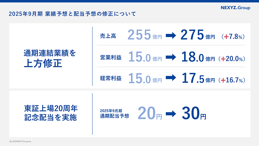 2025年9月期 第3四半期連結決算｜プレスリリース｜株式会社NEXYZ.Group