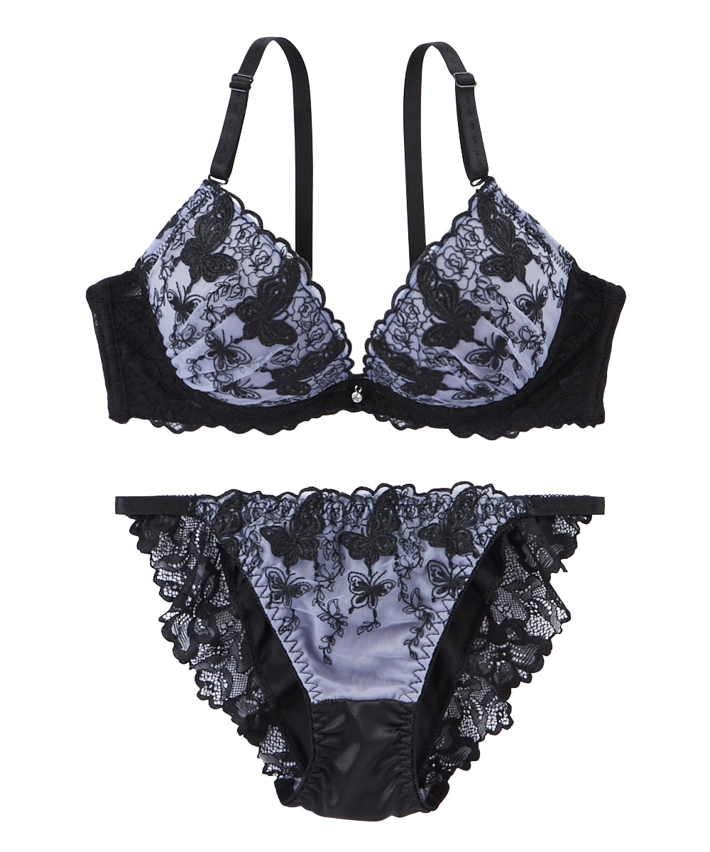 蝶柄チュールレースブラジャー・ショーツセット 通販【ニッセン】