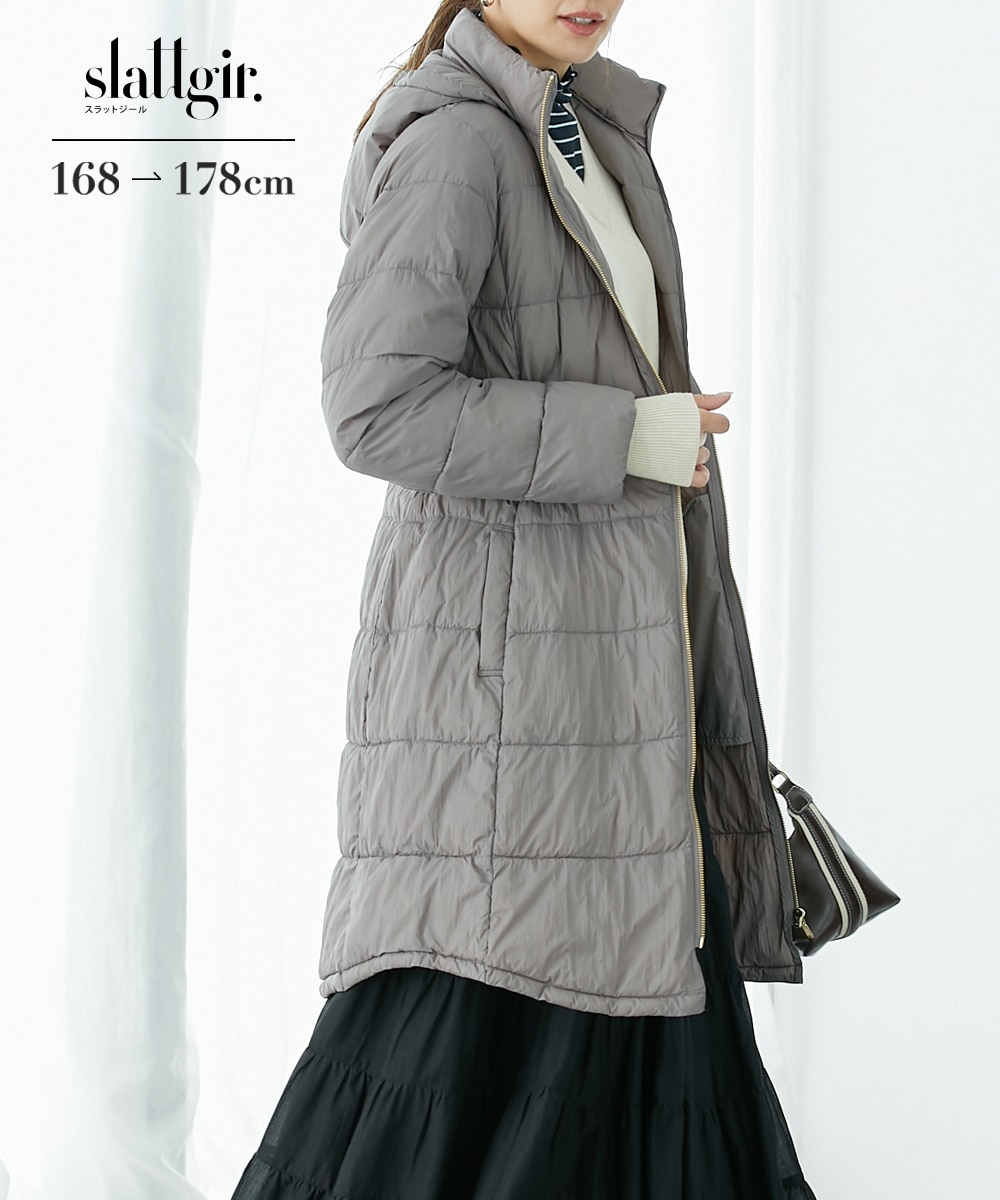 高身長 薄くて軽いウエストシェイプ中綿ダウンコート（トールサイズ