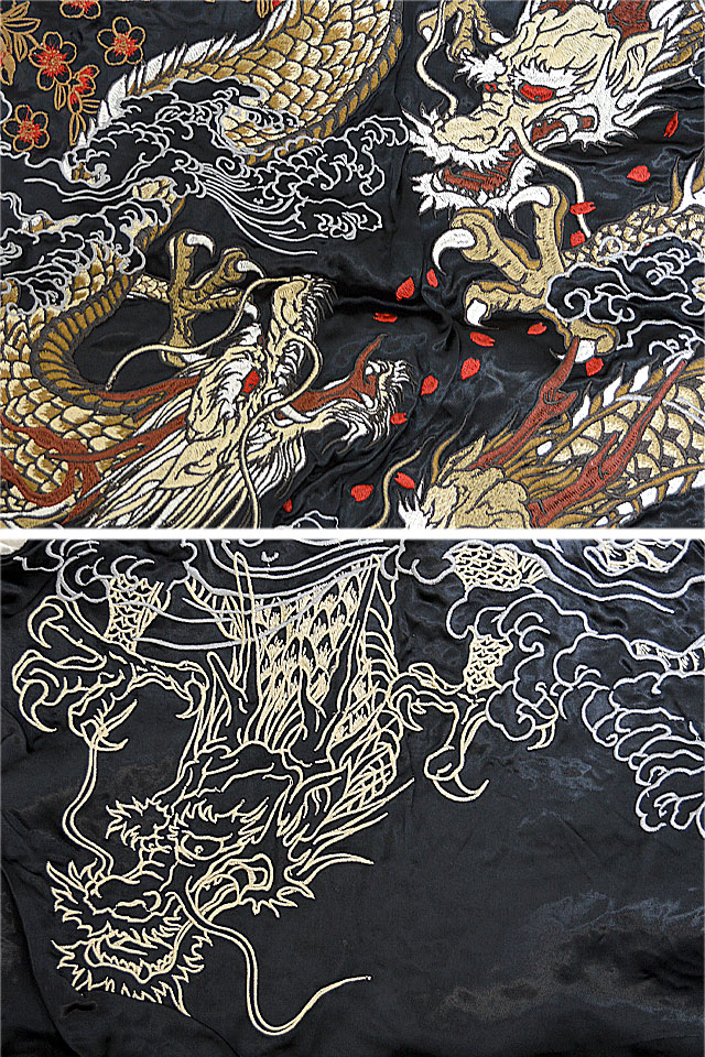 新・龍群刺繍スカジャン 絡繰魂 223011 和柄 和風 竜 粋 スーベニア
