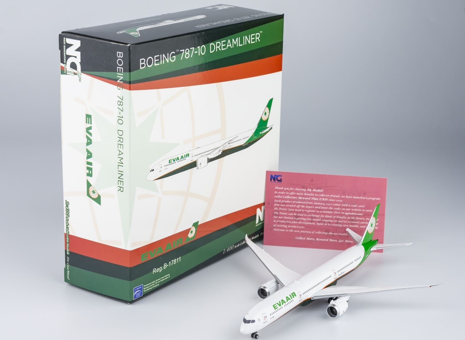 ScaleModelStore.com :: NG Models 1:400 - 56020 - EVA Air Boeing 787-10