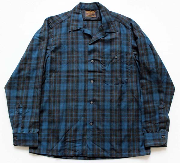 60s SIR PENDLETONサーペンドルトン チェック オープンカラー ウール