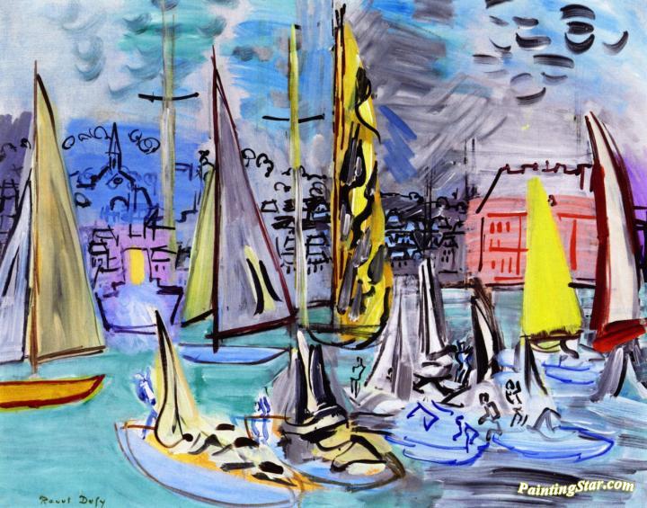 Sailboats In The Port Of Deauville Artwork By Raoul Dufy Oil