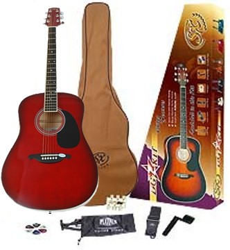 SX DG1K Acoustic Guitar Red Package at HomeOld