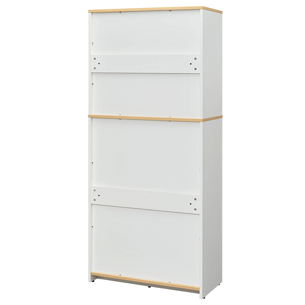 プラン木製シェルフ W800×H1850 ナチュラル×ホワイト 上下扉付き RFPS