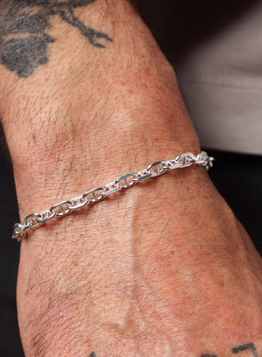 925 Sterling Silver Double Anchor Chain Men's Bracelet — WE ARE