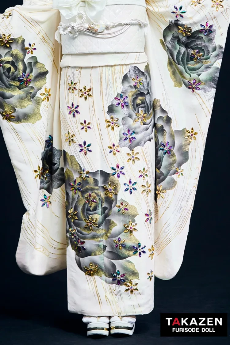 プレミアムヘップバーン 白/オーロラ ビジュー付き 高級 エレガント