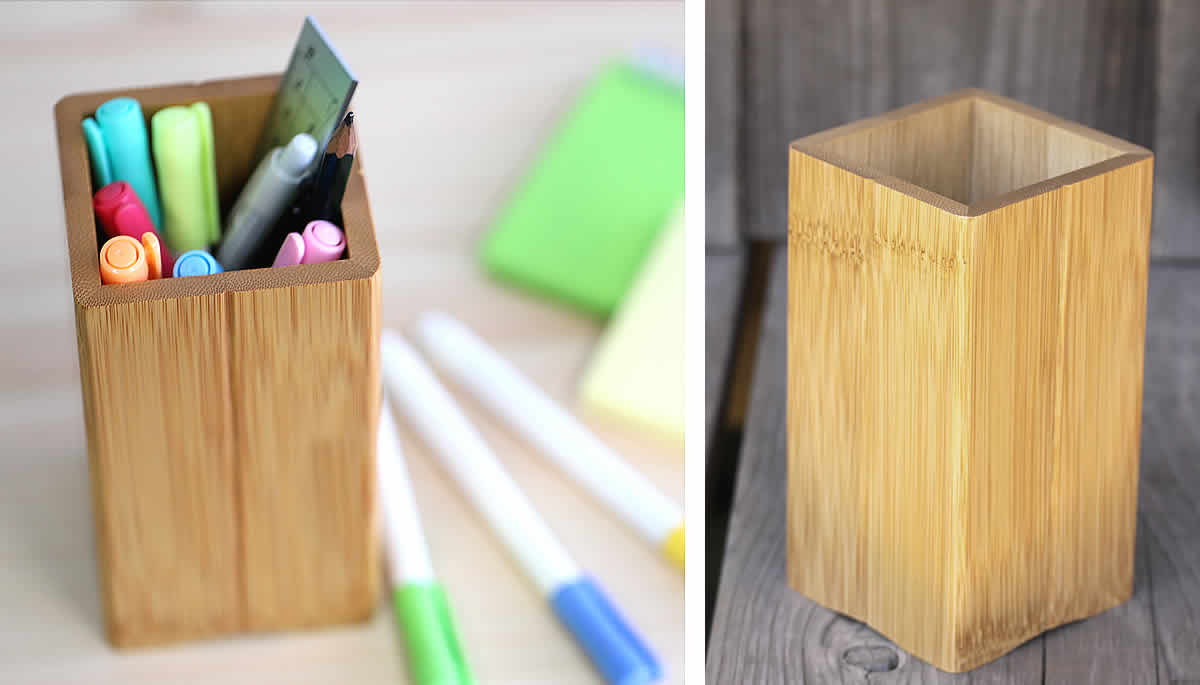 スス竹ペン立て（箸立て）角 | 虎斑竹専門店 竹虎