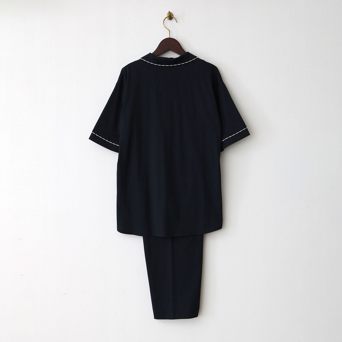 80/2プレーンジャージ半袖レディースパジャマ(36(S) ネイビー): ウェア