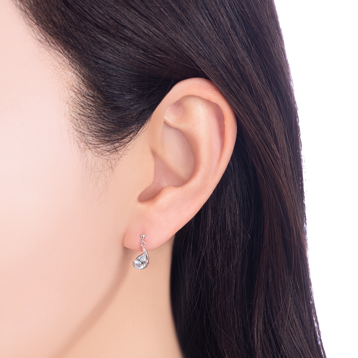 K10ホワイトゴールドアクアマリンピアス(RPE564-003)|TSUTSUMI