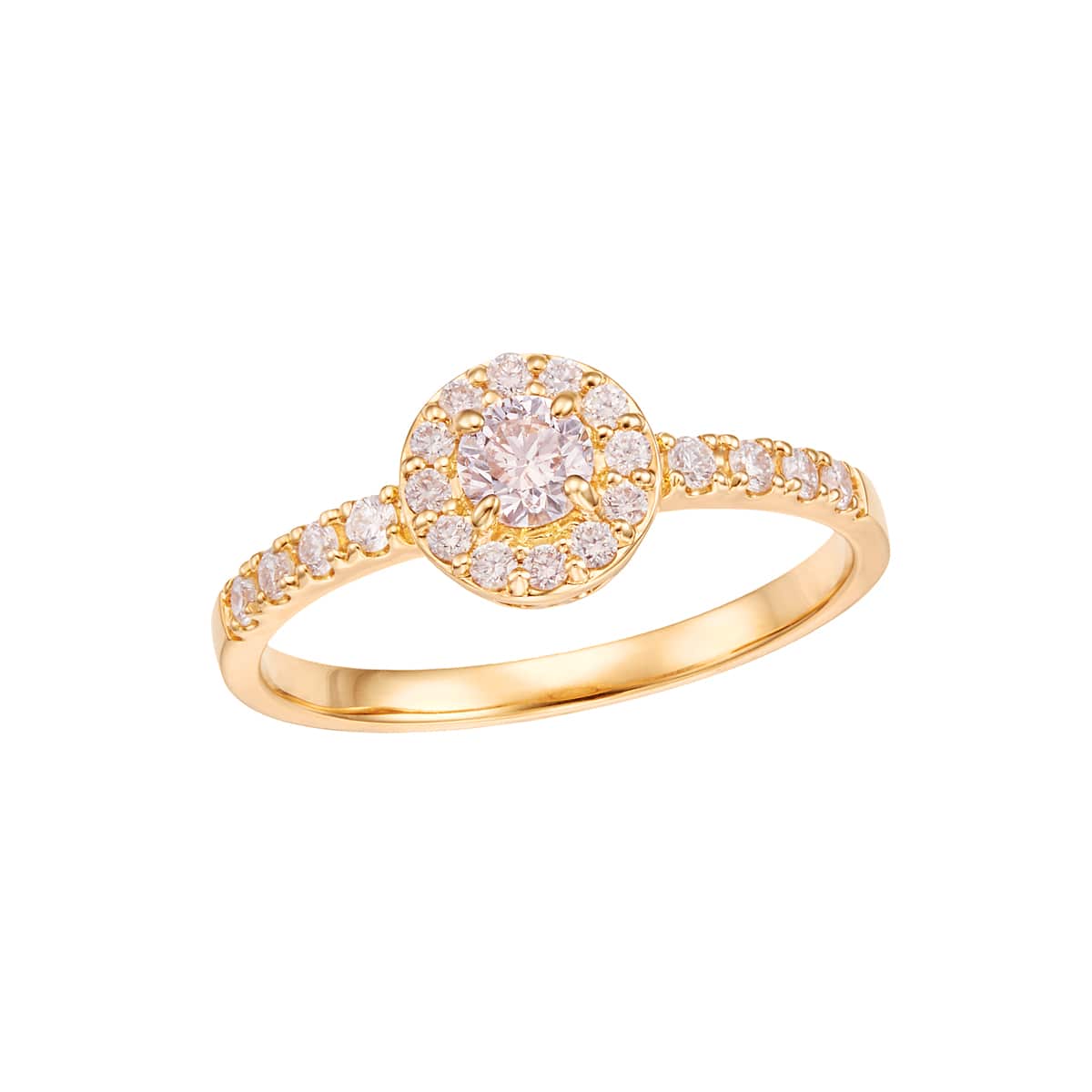 K18イエローゴールド/プラチナ鑑定書付ダイヤモンドリング（0.18