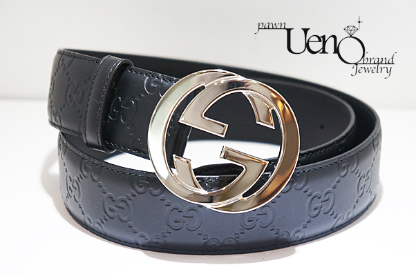 Sold Out－【GUCCI グッチ】シグネチャーレザーベルト（黒） シルバー