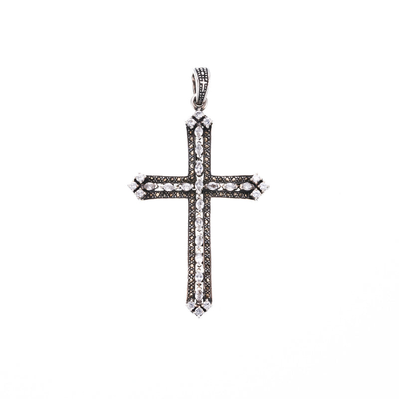 Marcasite Cross Pendant : S (White CZ)｜マーカサイトクロス