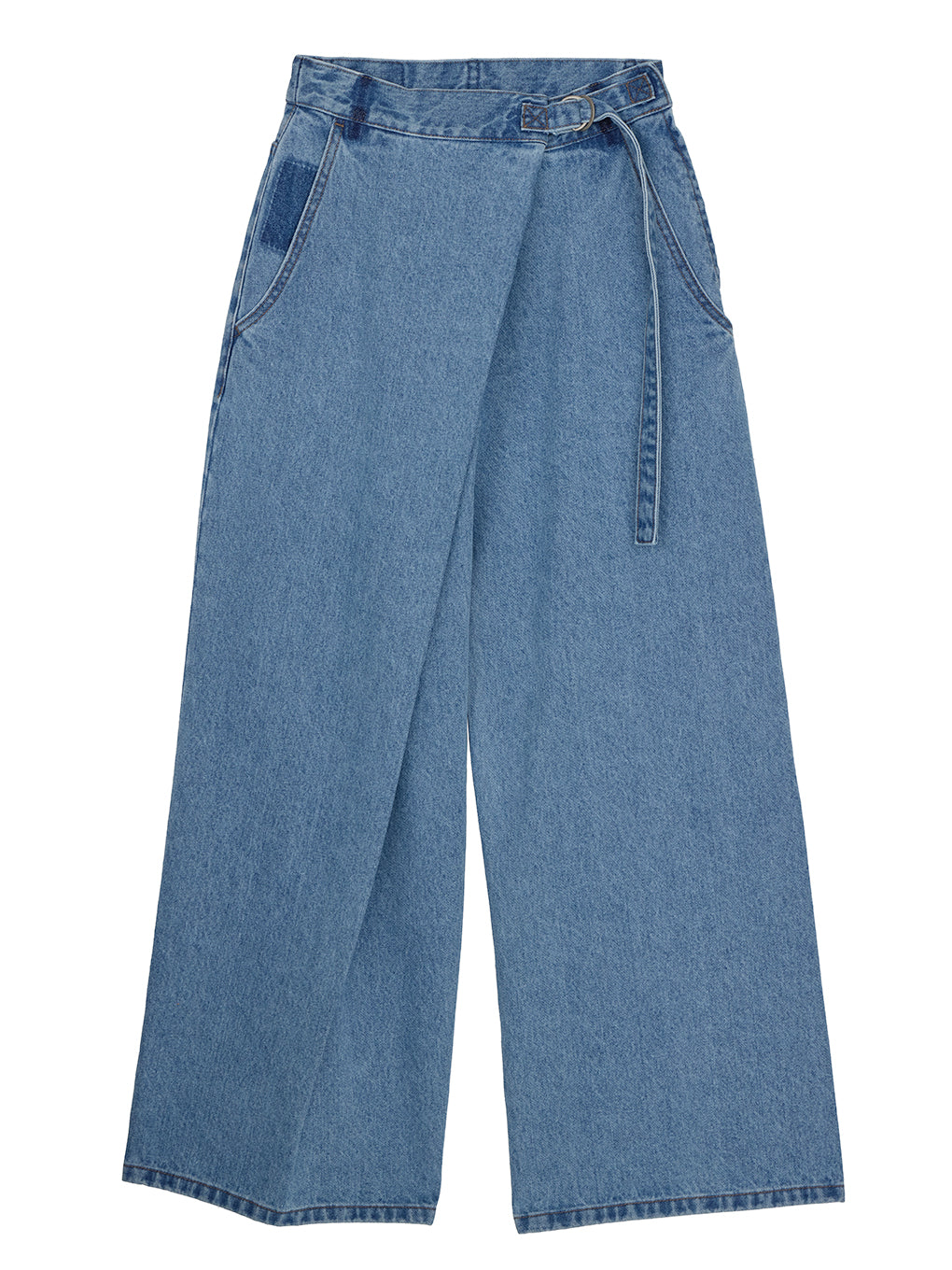WRAP DENIM WIDE PANTS
