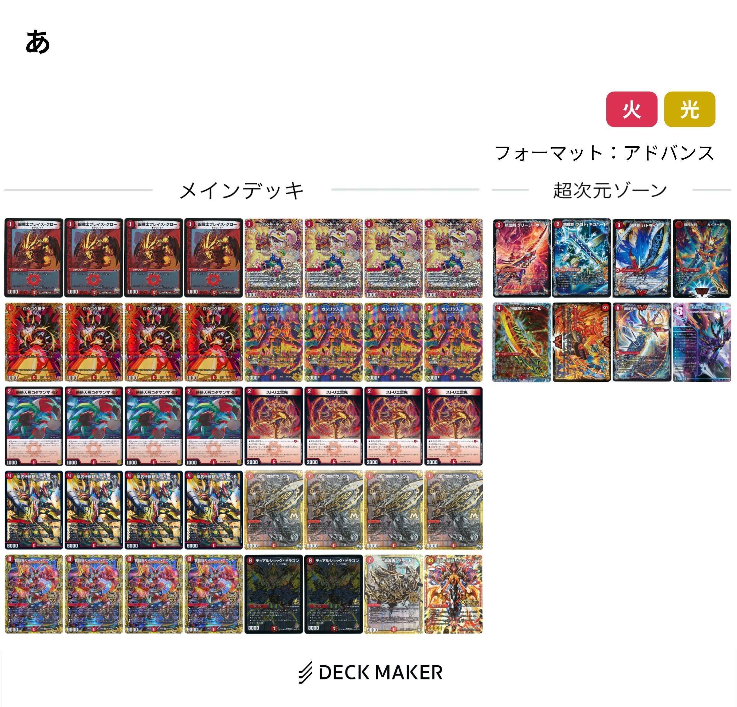 ち*ゅ様 デュエルマスターズ 赤単レッドアウト デッキ アドバンス 微高