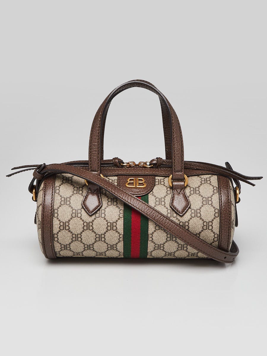 Balenciaga x Gucci BB Coated Canvas and Leather Small Ophidia