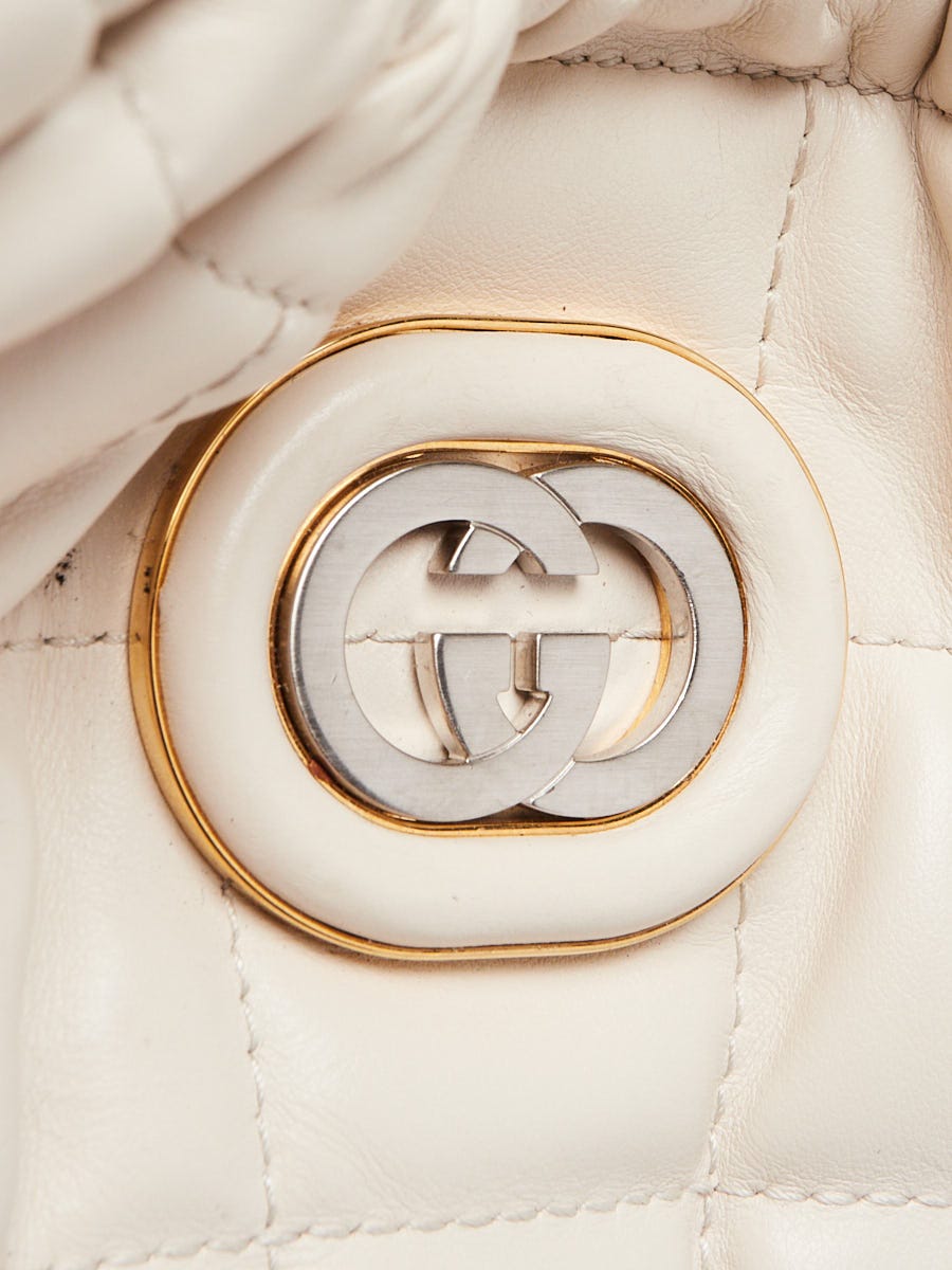 Gucci White Quilted Leather Medium Deco Tote Bag | Yoogi's Closet