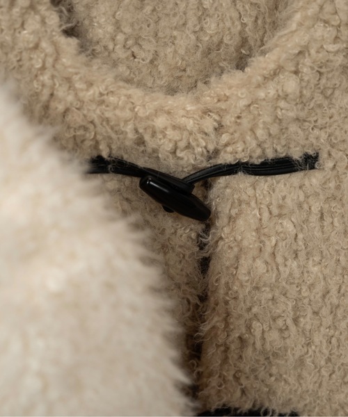 toggle button boa nocollar coat / トグルボタンボアノーカラーコート