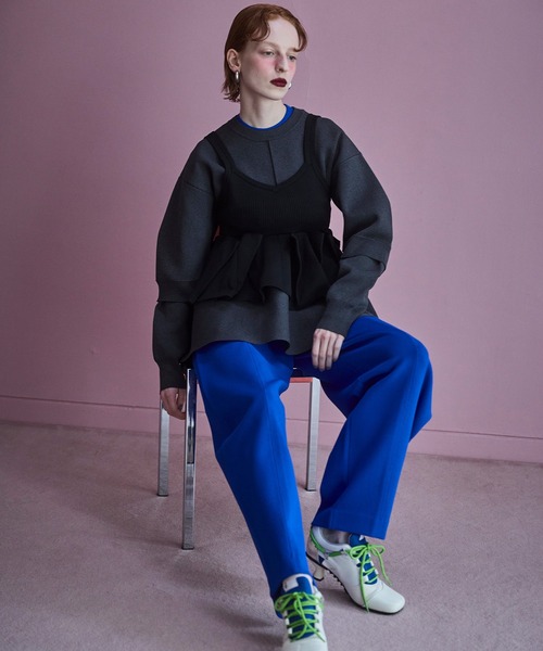 LAYERED FLARE KNIT TOP（ニット/セーター）｜OMMO（オーエムエムオー