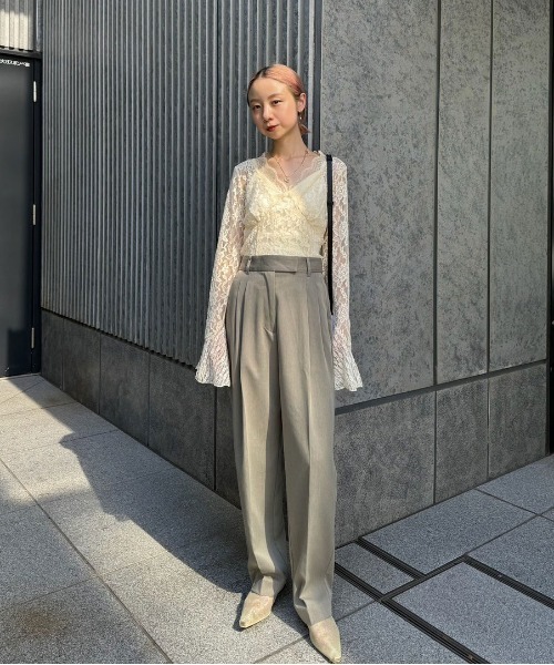 Ameri（アメリ）の「COMBINATION LACE TOP（Tシャツ/カットソー）」 - WEAR