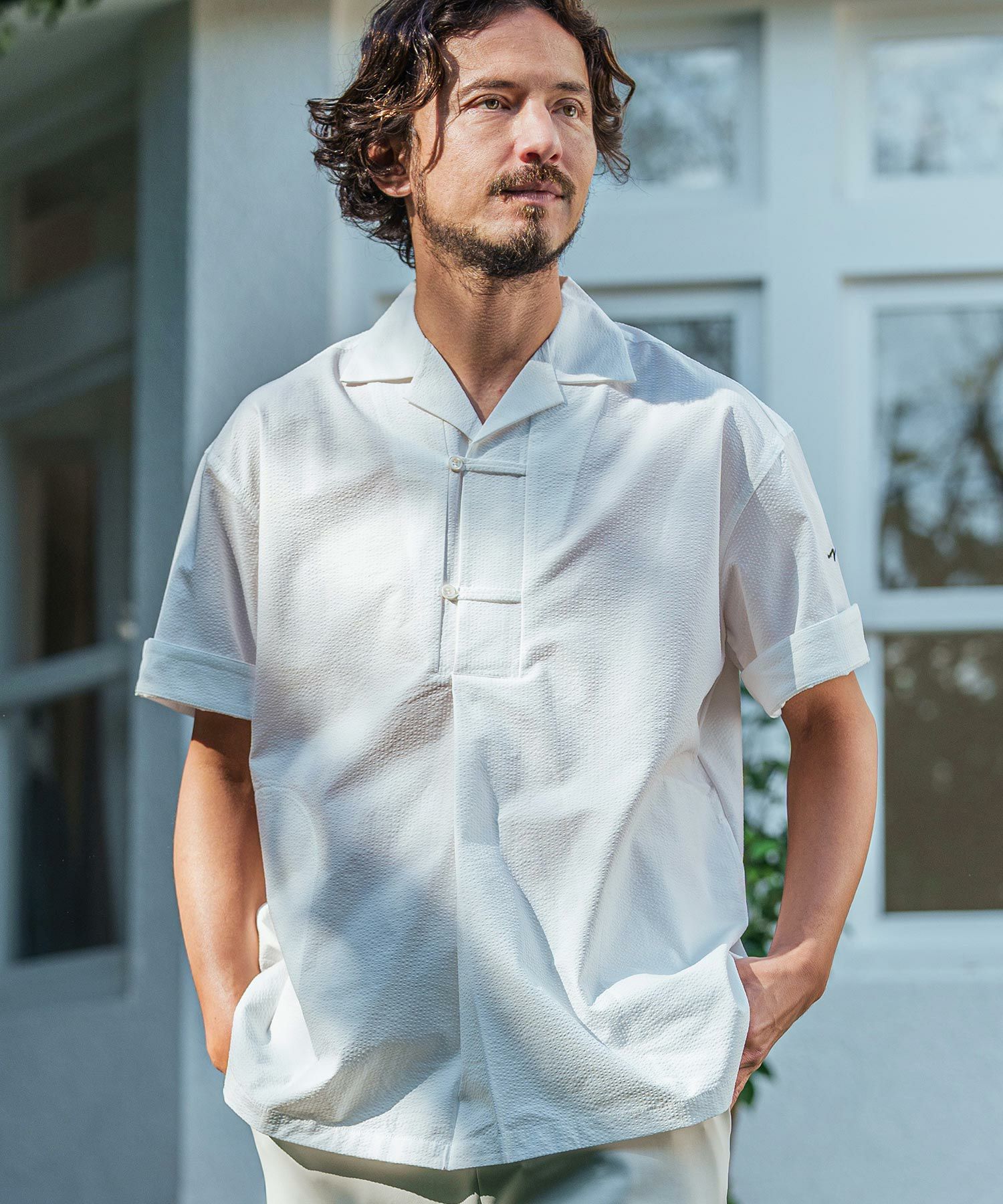 CALL&RESPONSE(コールアンドレスポンス)】ハーフボタン半袖シャツ-シア