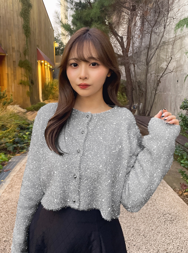 ラメシャギーニットショート丈カーディガン[an1634] | レディース