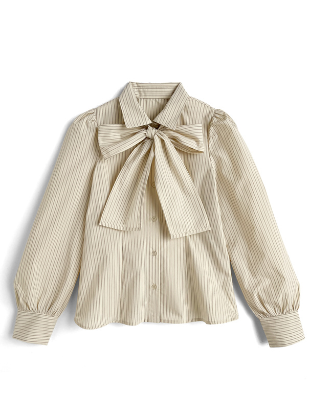 ストライプ柄ボウタイ付きブラウス[gn563] | レディースファッション