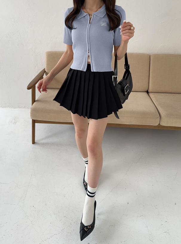 ダブルジップロゴ刺繍ニットトップス[k9341e] | レディース