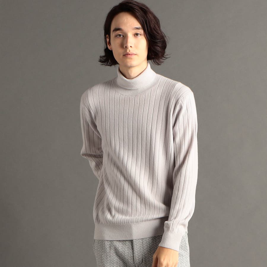 カシミヤ混 ワイドリブ タートルネックニット[品番：NICW0005047