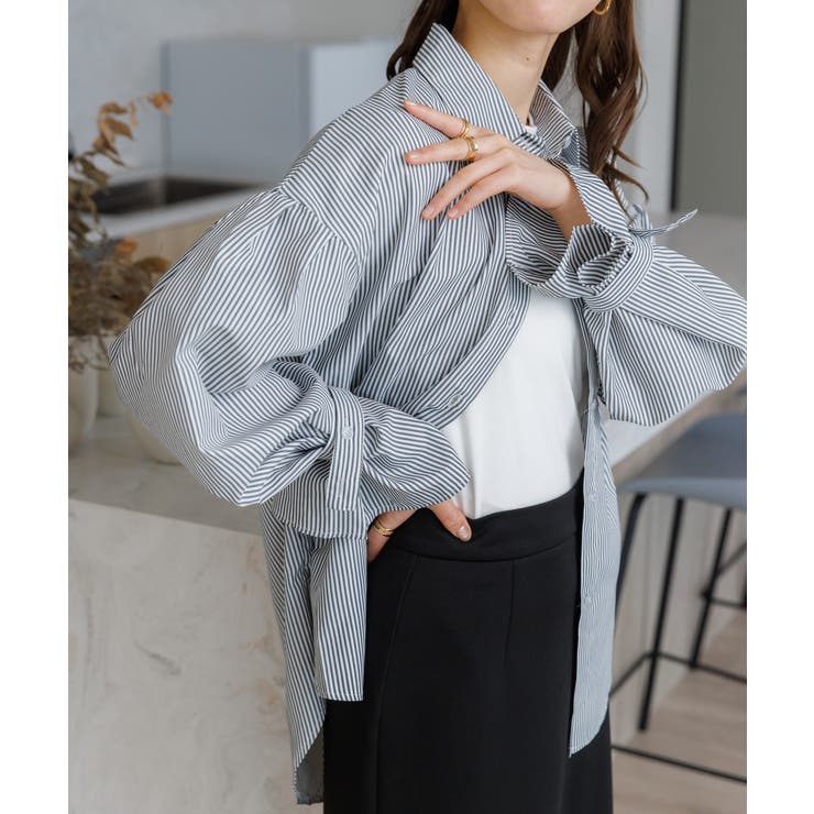 2WAYストライプシャツブラウス[品番：ORGW0000369]｜Ada.（エイダ）の