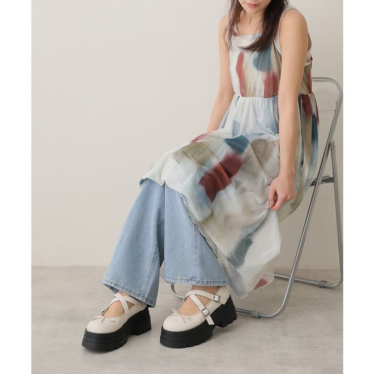 25年春夏新作】厚底 トリプルソール リボン クロスストラップパンプス