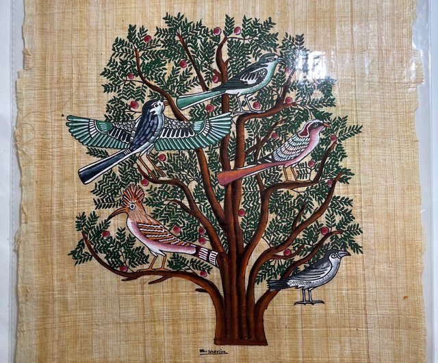 台湾 エジプトのパピルス絵画 - 生命の木 (約 48x37 cm) egypt