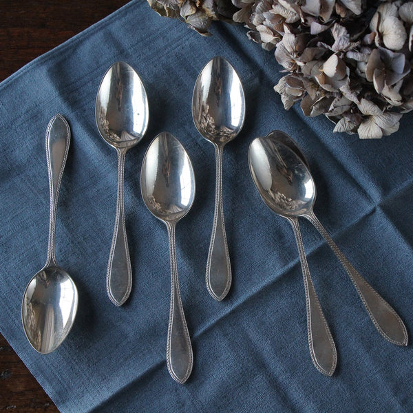 6本あり！シャープな印象のデザートスプーン（4x18cm） イギリス