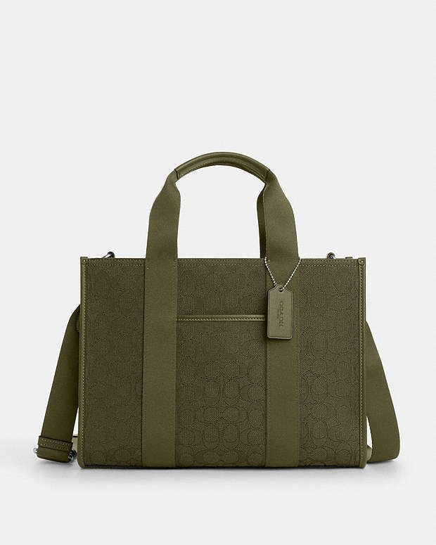 未使用 COACH CU041 メッセンジャーバッグ シグネチャー カーキ 未使用