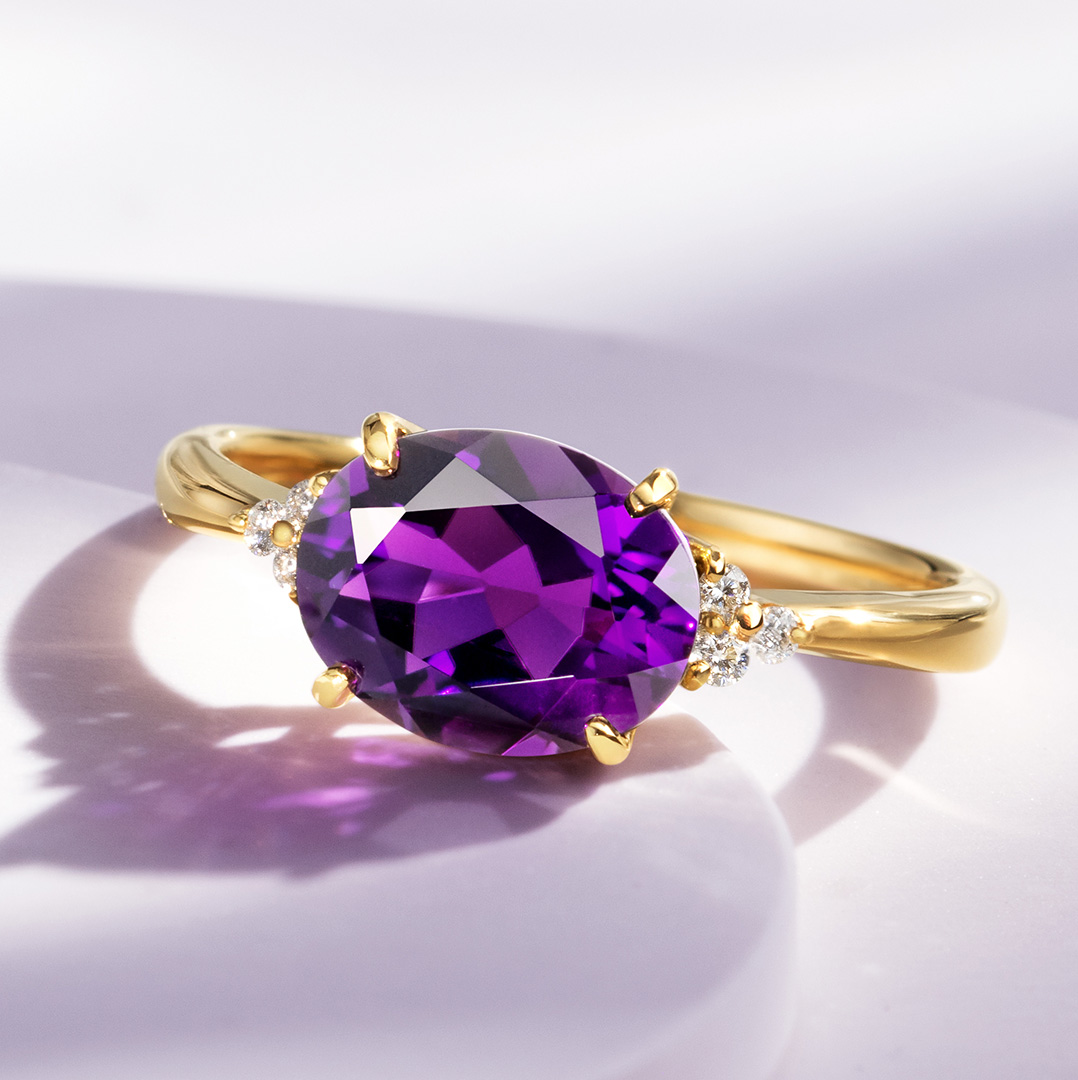 ビズー公式】アメジスト オーバルカット K18(18金) リング フラヴィ