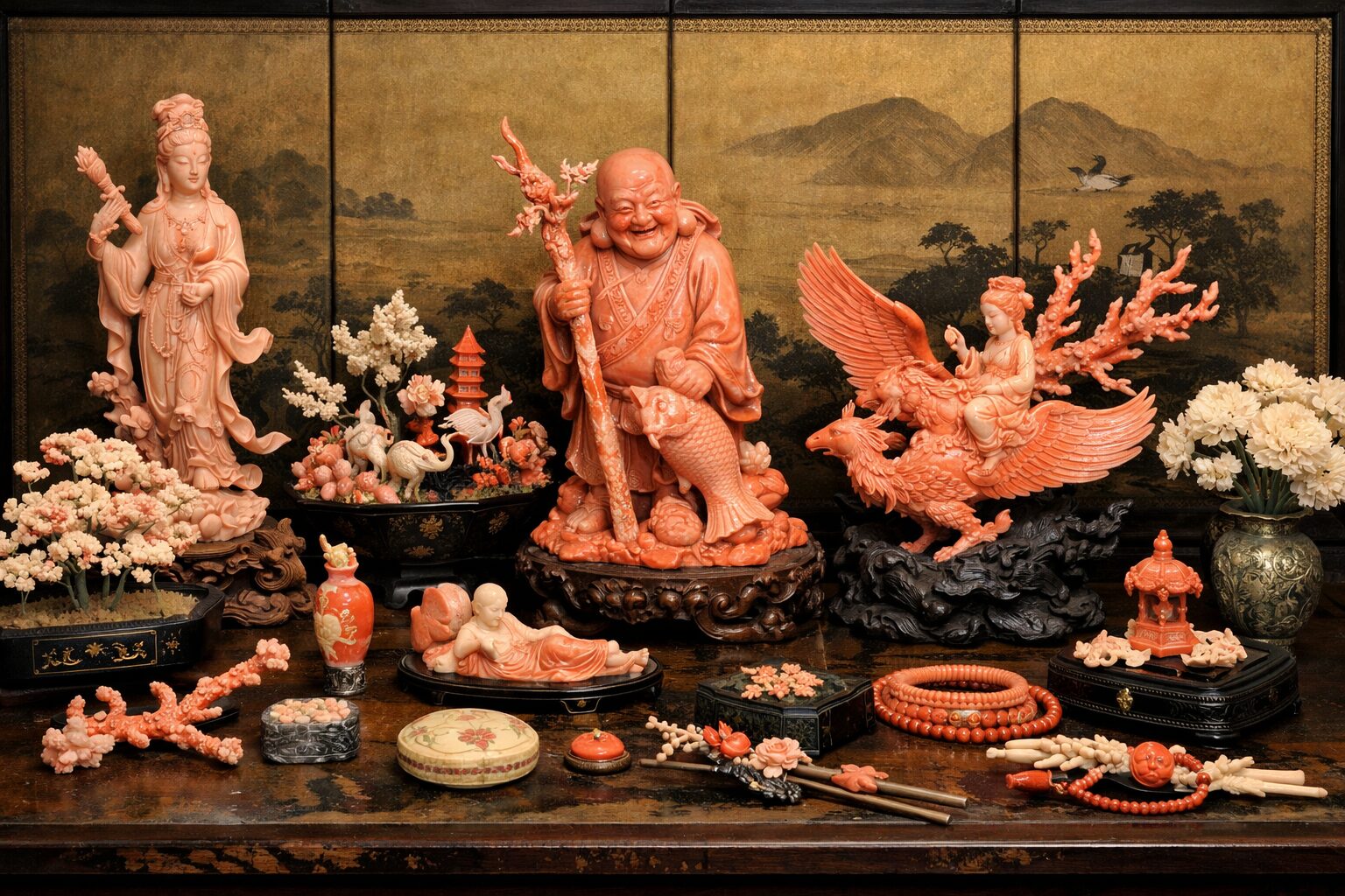 明治時代の珊瑚工芸｜輸出ブームと欧米への影響