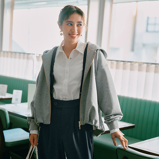 優待価格[Emma Taylor]ライトダンボールジップアップバルーンヘム