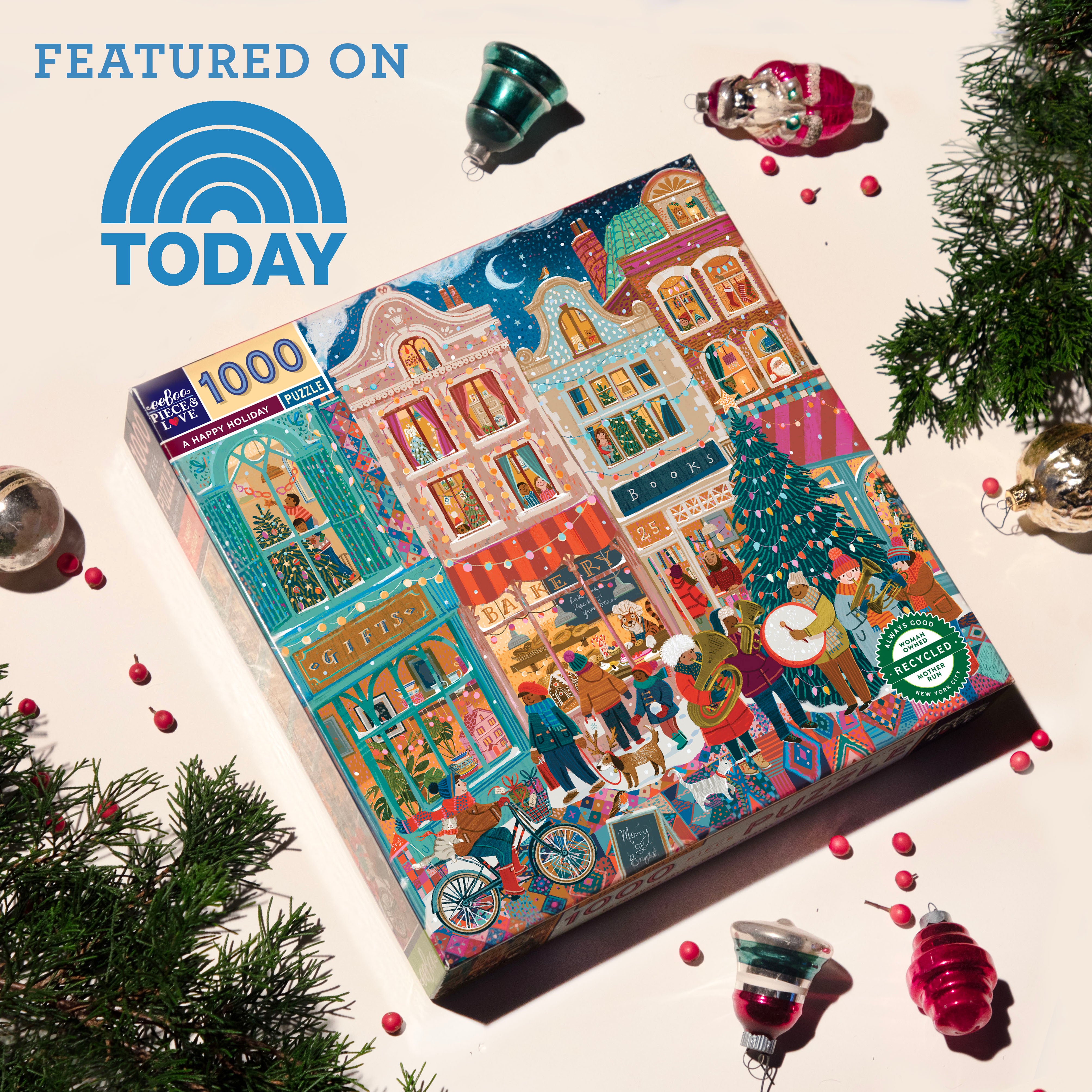 A Happy Holiday 1000 Piece Square Jigsaw Puzzle eeBoo Gifts for Adults