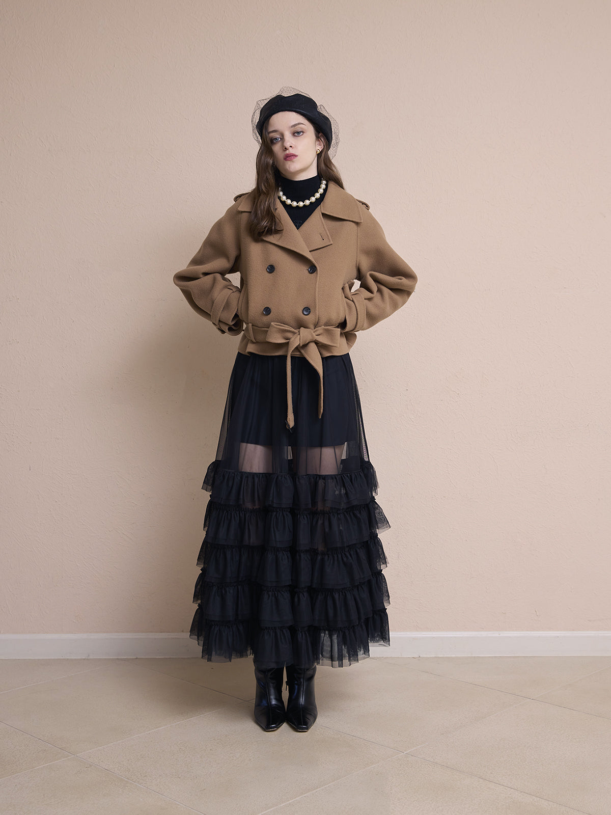 ウールショートトレンチコート