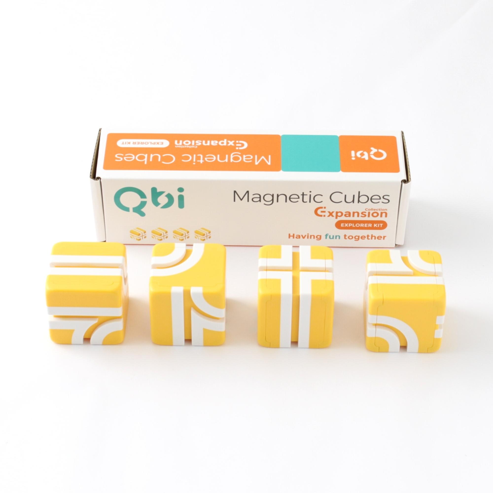 Qbi Explorer Preschool ホワイトレールブロック4個セット(イエロー