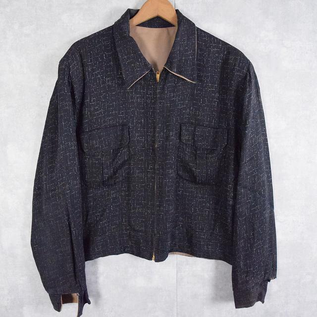 50年代 50s カスリ レーヨンギャバ ギャバジャン ブラック 黒