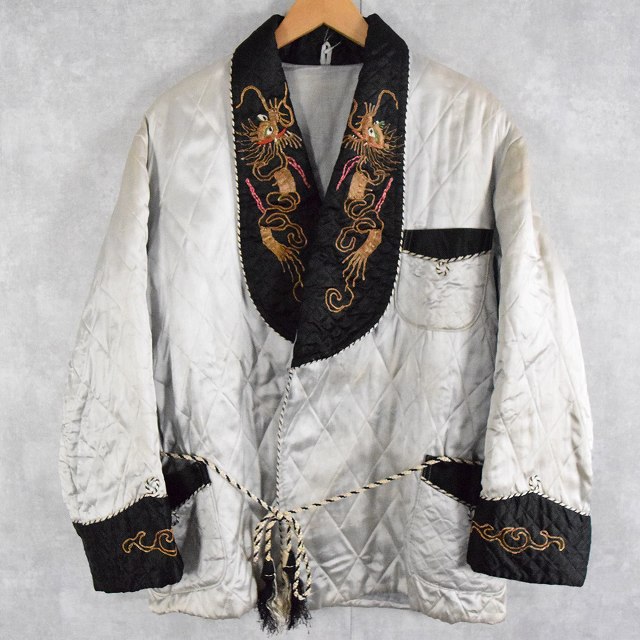 50年代 50s 60年代 60s ドラゴン 刺繍 柄 シルバー │ヴィテージ古着屋
