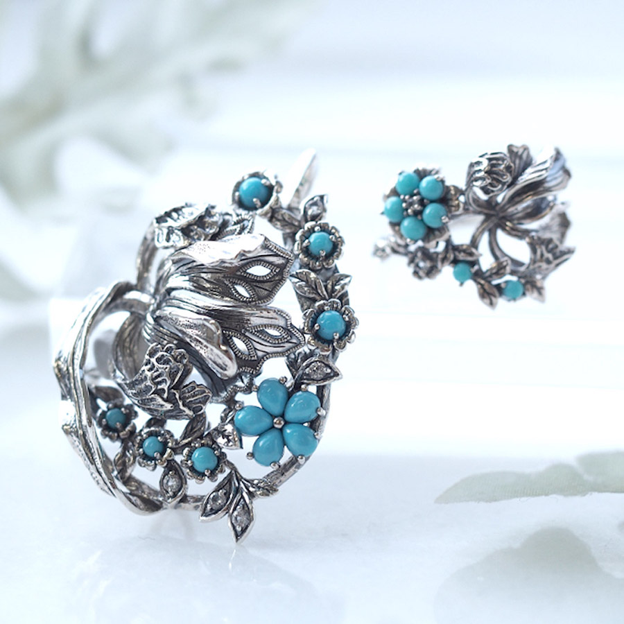 405C0011】SV ウィリアム・モリス【るりはこべ】 ペンダントブローチ