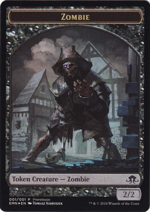 Foil】《ゾンビトークン/Zombie Token》(プレリリース)[EMN-P] 黒
