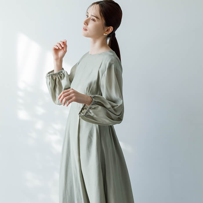 WEB限定｜ボリュームオーガンジードレス 9号・ライトグリーン｜東京