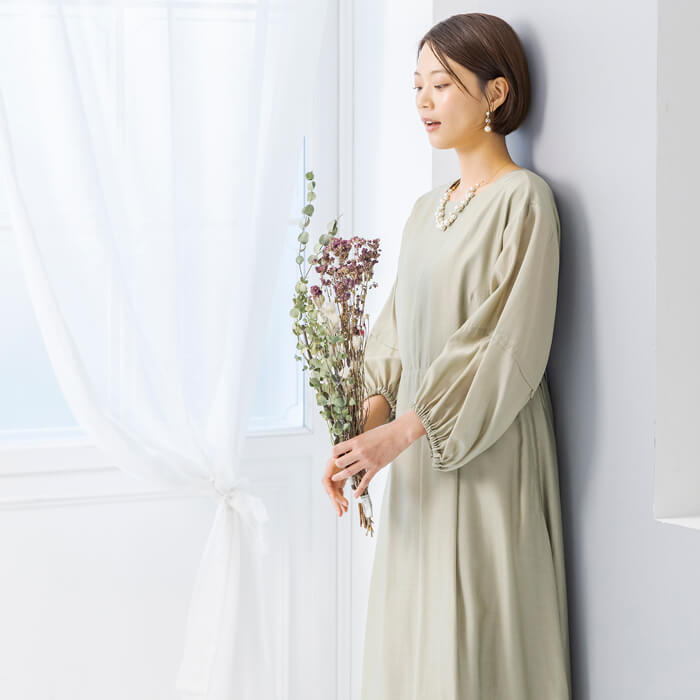 WEB限定｜ボリュームオーガンジードレス 9号・ライトグリーン｜東京