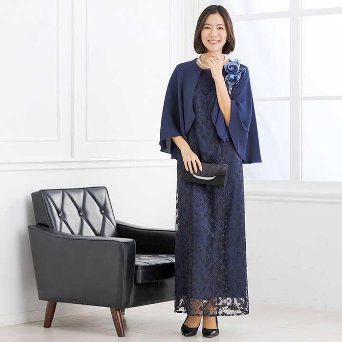 ケープ付きマザードレス 9号・ネイビー｜東京ソワールオンラインストア