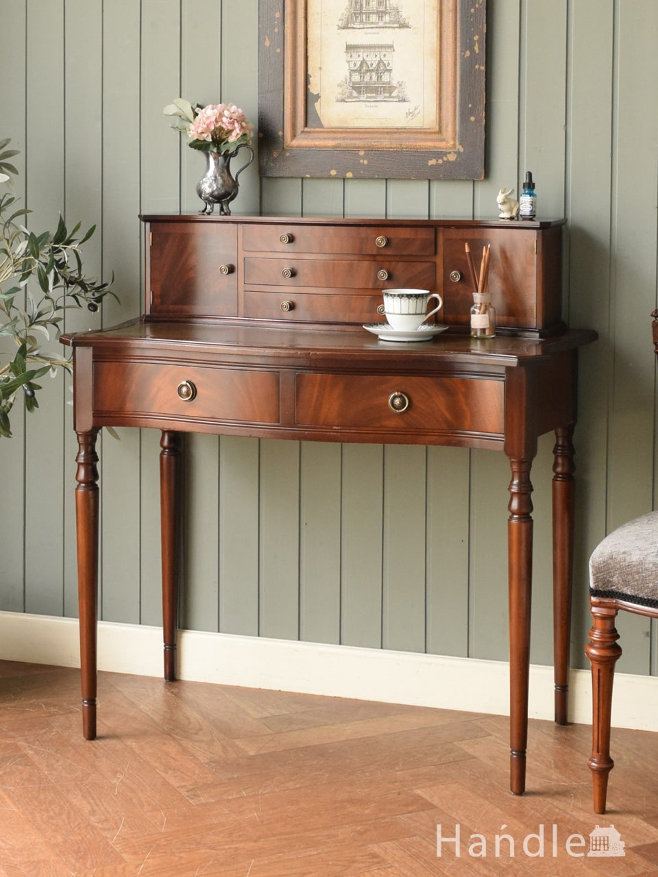 アンティークのフランス家具、ホワイトペイントのデスク(m-399-f