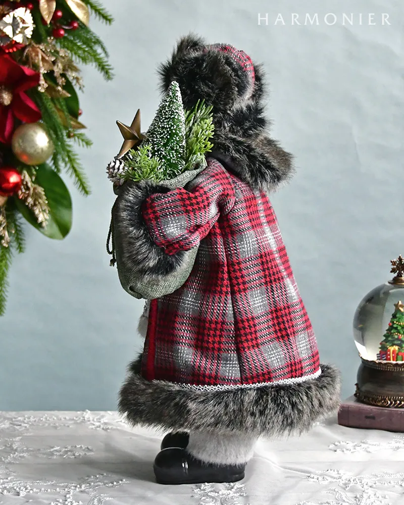 サンタクロースフィギュア/フォレストチェック50cm｜クリスマス雑貨の